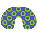 Polka-dots-green-blue Travel Neck Pillow Back