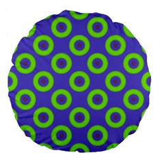 Polka-dots-green-blue Large 18  Premium Flano Round Cushions by nate14shop