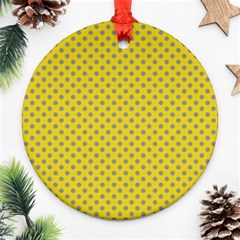 Polka-dots-light Yellow Ornament (round) by nate14shop