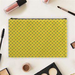 Polka-dots-light Yellow Cosmetic Bag (large) by nate14shop