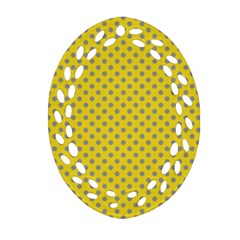 Polka-dots-light Yellow Ornament (oval Filigree) by nate14shop