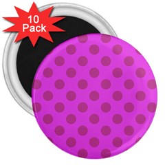 Polka-dots-purple 3  Magnets (10 Pack)  by nate14shop