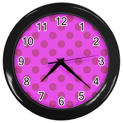 Polka-dots-purple Wall Clock (black)