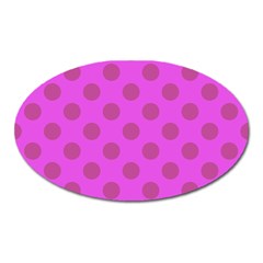 Polka-dots-purple Oval Magnet by nate14shop