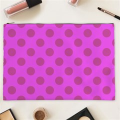 Polka-dots-purple Cosmetic Bag (xxl) by nate14shop