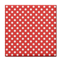 Polka-dots-red Tile Coaster by nate14shop