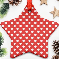 Polka-dots-red Ornament (star) by nate14shop