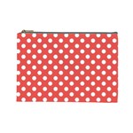 Polka-dots-red Cosmetic Bag (Large) Front