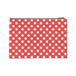 Polka-dots-red Cosmetic Bag (Large) Back