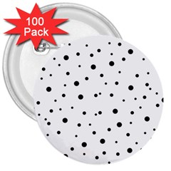 Polkadots-white 3  Buttons (100 Pack)  by nate14shop