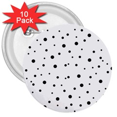 Polkadots-white 3  Buttons (10 Pack)  by nate14shop