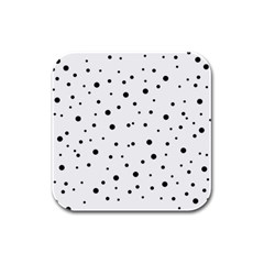 Polkadots-white Rubber Square Coaster (4 Pack)