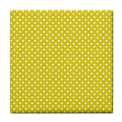 Polka-dots-yellow Tile Coaster by nate14shop