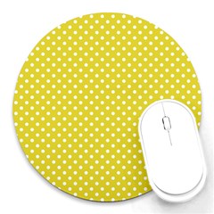 Polka-dots-yellow Round Mousepads by nate14shop