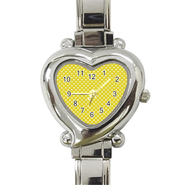 Polka-dots-yellow Heart Italian Charm Watch