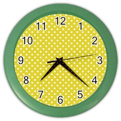 Polka-dots-yellow Color Wall Clock by nate14shop