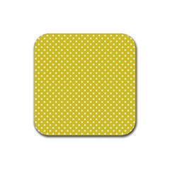 Polka-dots-yellow Rubber Coaster (square)