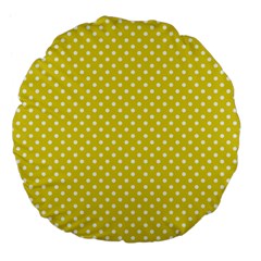 Polka-dots-yellow Large 18  Premium Flano Round Cushions by nate14shop