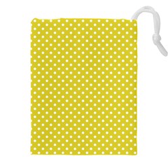 Polka-dots-yellow Drawstring Pouch (4xl) by nate14shop