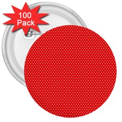 Red-polka 3  Buttons (100 Pack)  by nate14shop