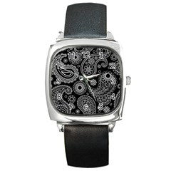 Seamless Paisley Pattern Square Metal Watch by nate14shop