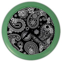 Seamless Paisley Pattern Color Wall Clock by nate14shop