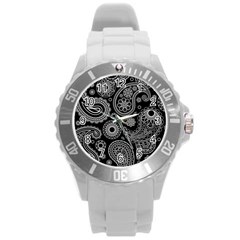 Seamless Paisley Pattern Round Plastic Sport Watch (l) by nate14shop