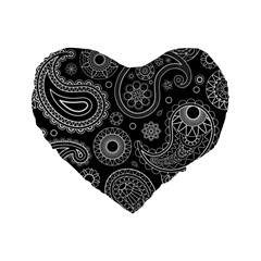 Seamless Paisley Pattern Standard 16  Premium Flano Heart Shape Cushions by nate14shop