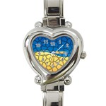 Combo Blue Yellow Heart Italian Charm Watch Front