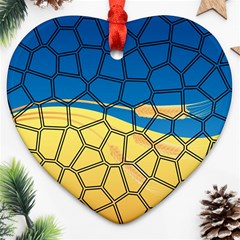 Combo Blue Yellow Heart Ornament (two Sides) by nate14shop