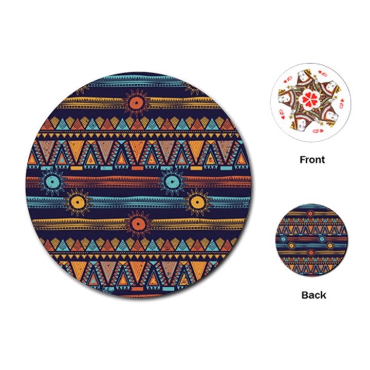 Bohemian-ethnic-seamless-pattern-with-tribal-stripes Playing Cards Single Design (Round)