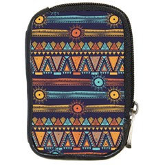 Bohemian-ethnic-seamless-pattern-with-tribal-stripes Compact Camera Leather Case by Wegoenart