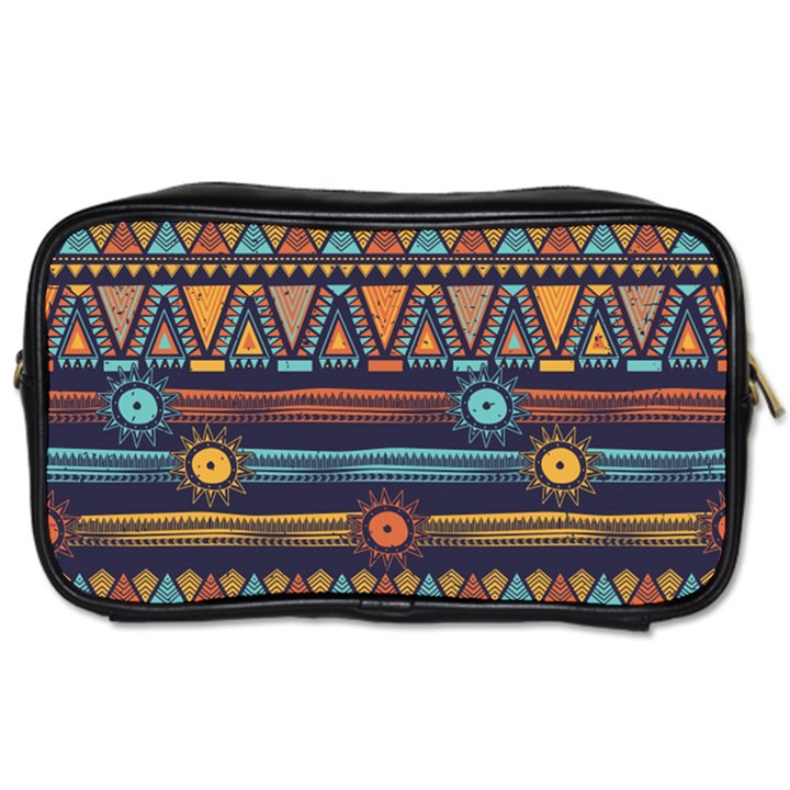 Bohemian-ethnic-seamless-pattern-with-tribal-stripes Toiletries Bag (Two Sides)