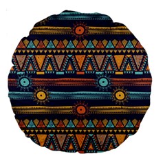 Bohemian-ethnic-seamless-pattern-with-tribal-stripes Large 18  Premium Round Cushions by Wegoenart