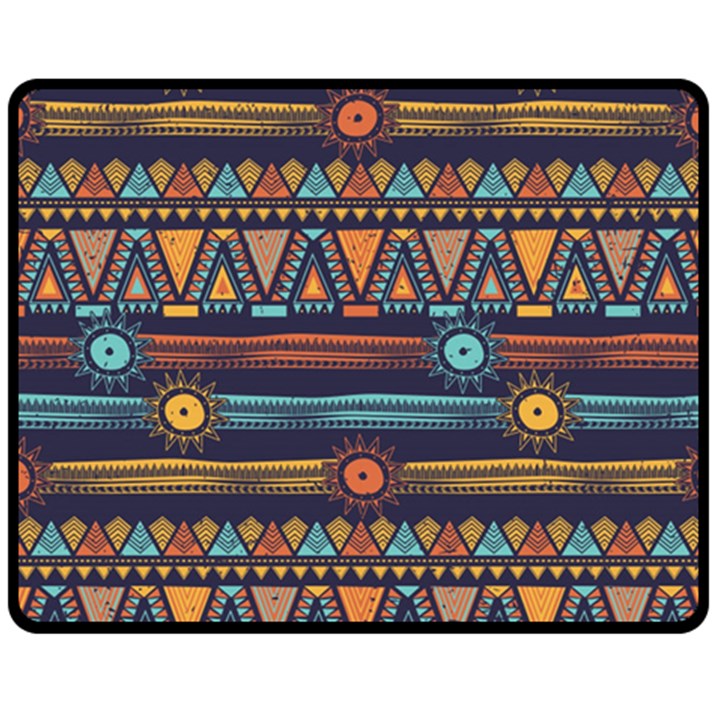 Bohemian-ethnic-seamless-pattern-with-tribal-stripes Double Sided Fleece Blanket (Medium) 