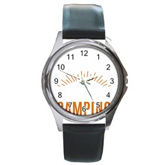 I Love Camping Round Metal Watch