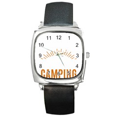 I Love Camping Square Metal Watch