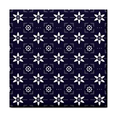 White Blue Floral Pattern Tile Coaster by designsbymallika