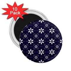 White Blue Floral Pattern 2 25  Magnets (10 Pack)  by designsbymallika