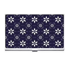 White Blue Floral Pattern Business Card Holder by designsbymallika