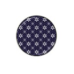 White Blue Floral Pattern Hat Clip Ball Marker Front