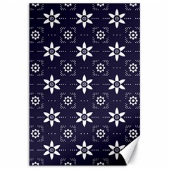 White Blue Floral Pattern Canvas 12  X 18  by designsbymallika