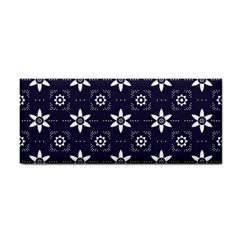 White Blue Floral Pattern Hand Towel by designsbymallika