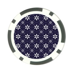 White Blue Floral Pattern Poker Chip Card Guard (10 Pack) by designsbymallika