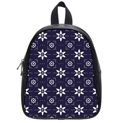 White Blue Floral Pattern School Bag (small) by designsbymallika