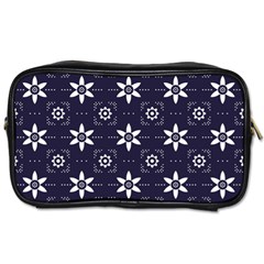 White Blue Floral Pattern Toiletries Bag (one Side) by designsbymallika