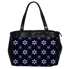 White Blue Floral Pattern Oversize Office Handbag by designsbymallika