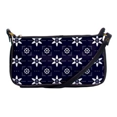 White Blue Floral Pattern Shoulder Clutch Bag by designsbymallika