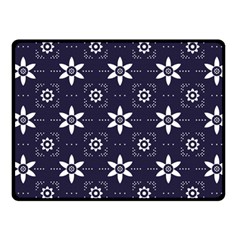 White Blue Floral Pattern Fleece Blanket (small) by designsbymallika