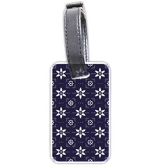 White Blue Floral Pattern Luggage Tag (one Side) by designsbymallika